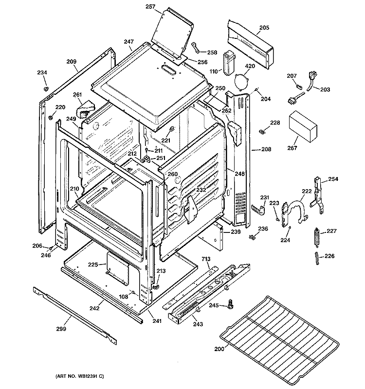 BODY PARTS Diagram and Parts List for RGB508PEA5AD  Hotpoint Range
