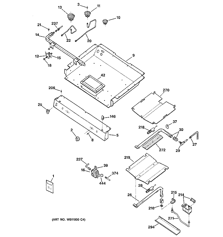 GAS & BURNER PARTS Diagram and Parts List for RGB845WEC2WW  Hotpoint Range
