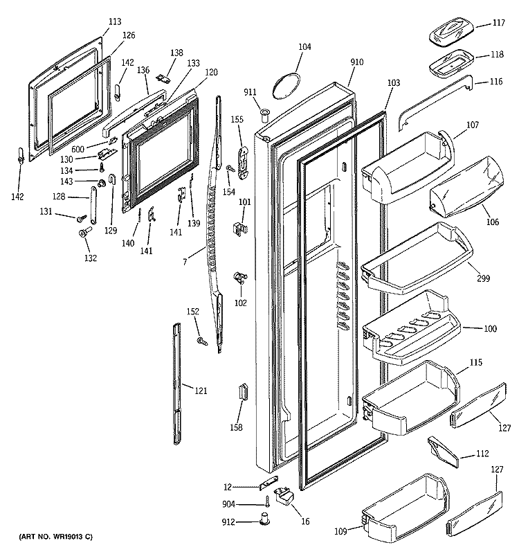 FRESH FOOD DOOR Diagram and Parts List for PSG27NHMACBB  General Electric Refrigerator