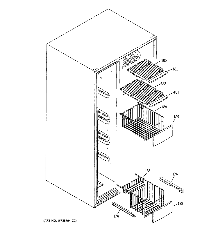 FREEZER SHELVES Diagram and Parts List for GIG21IEMAFBB  General Electric Refrigerator