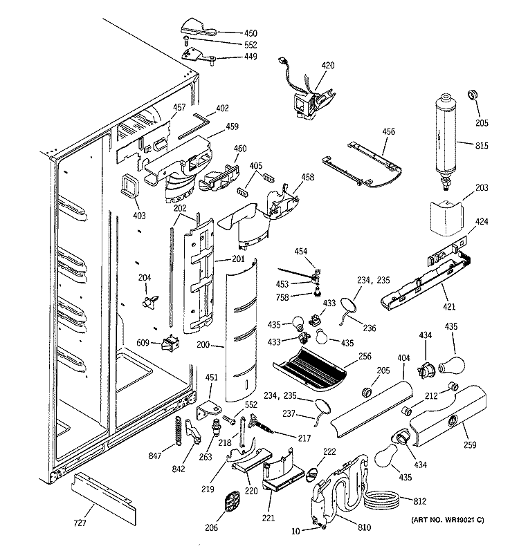 FRESH FOOD SECTION Diagram and Parts List for PCG21MIMAFWW  General Electric Refrigerator