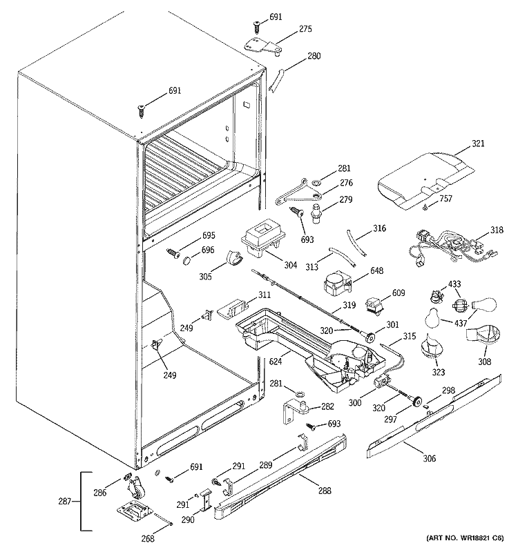 FRESH FOOD SECTION Diagram and Parts List for GTS19QBMBRBB  General Electric Refrigerator