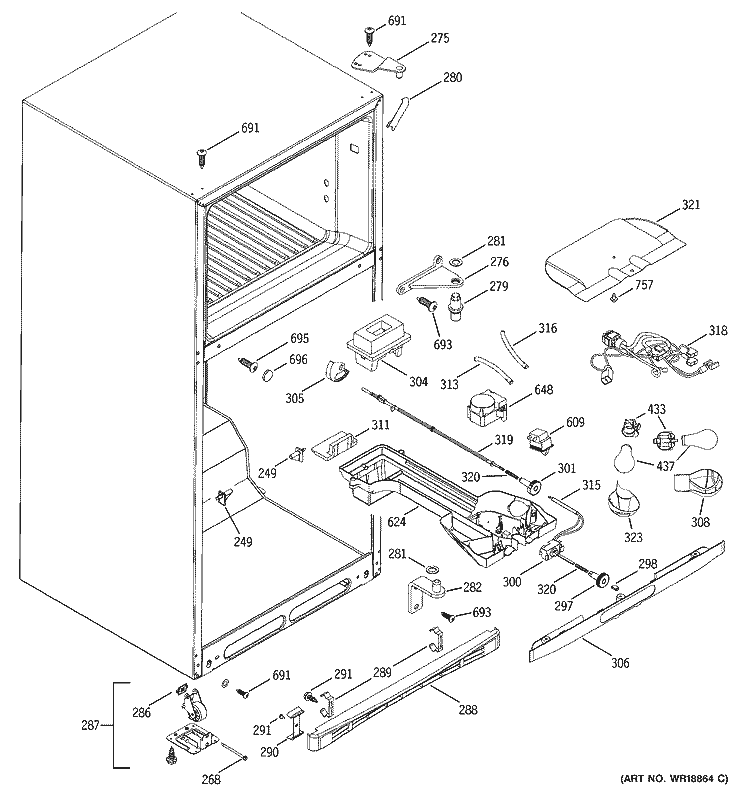 FRESH FOOD SECTION Diagram and Parts List for GTS18KBMBRCC  General Electric Refrigerator
