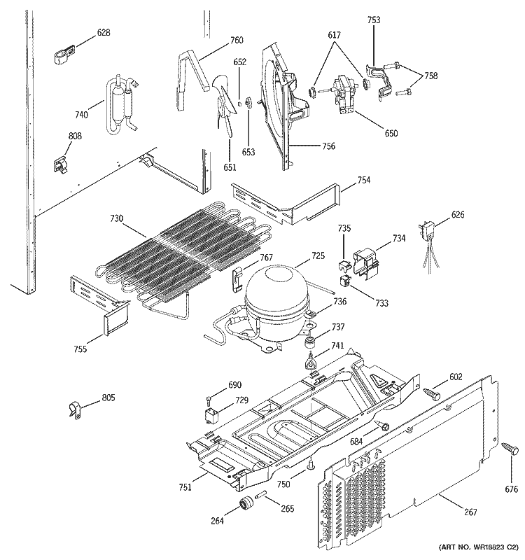 UNIT PARTS Diagram and Parts List for GTS19ZCMBRWW  General Electric Refrigerator
