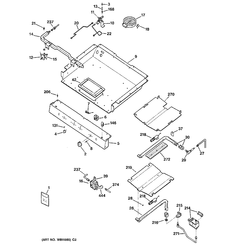 GAS & BURNER PARTS Diagram and Parts List for JGB920TEC1WW  General Electric Range