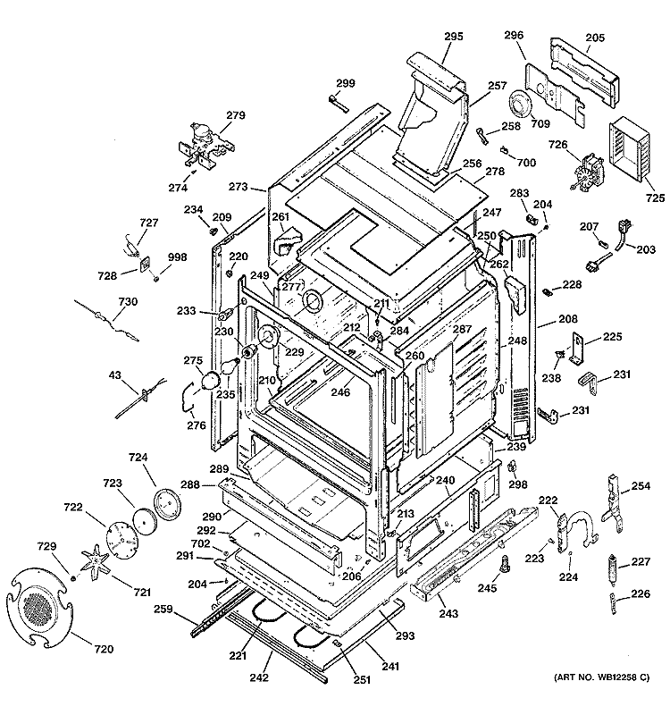 BODY PARTS Diagram and Parts List for JGB920TEC1WW  General Electric Range