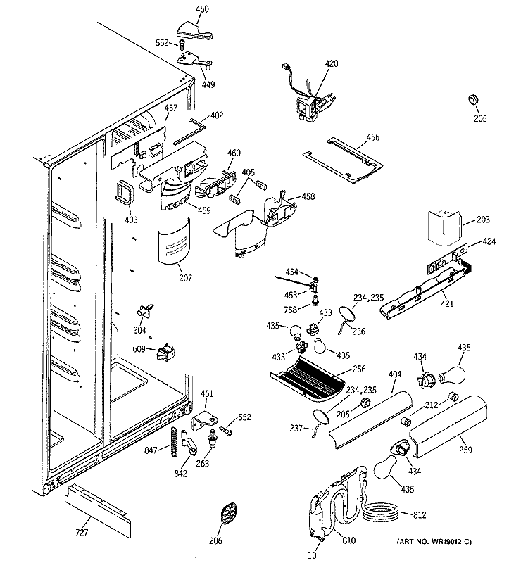 FRESH FOOD SECTION Diagram and Parts List for FIG21IEMAFBS  General Electric Refrigerator