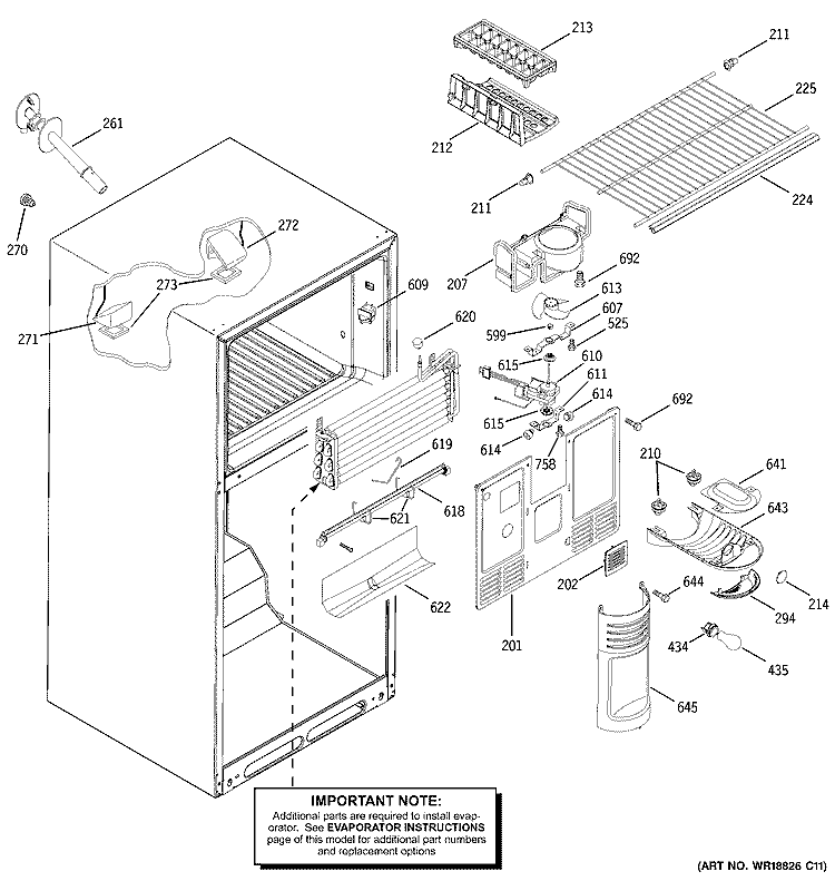 FREEZER SECTION Diagram and Parts List for GTH18KBMARBB  General Electric Refrigerator