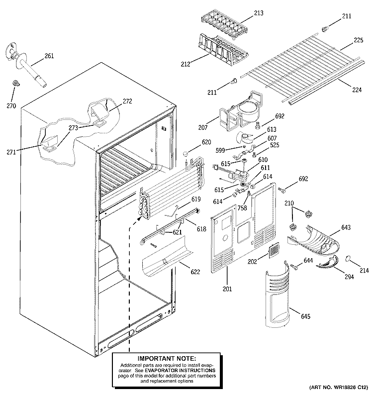 FREEZER SECTION Diagram and Parts List for GTH18IBMARCC  General Electric Refrigerator