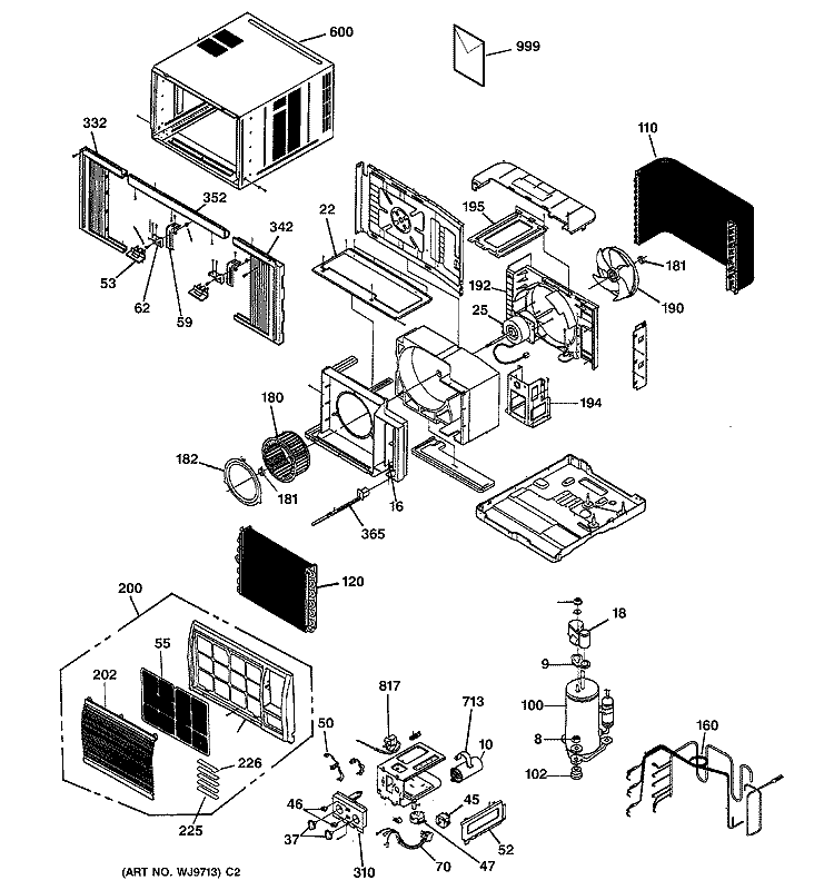ROOM AIR CONDITIONER Diagram and Parts List for AGV24DAM1  General Electric Air Conditioner