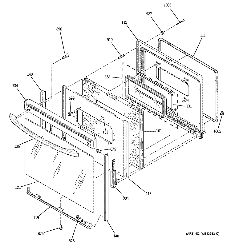 DOOR Diagram and Parts List for JBP66CB1CC  General Electric Range