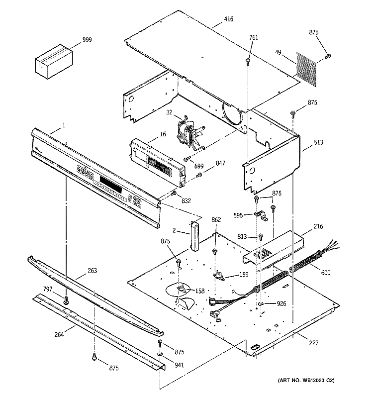 CONTROL PANEL Diagram and Parts List for ZET737WD1WW  General Electric Wall Oven