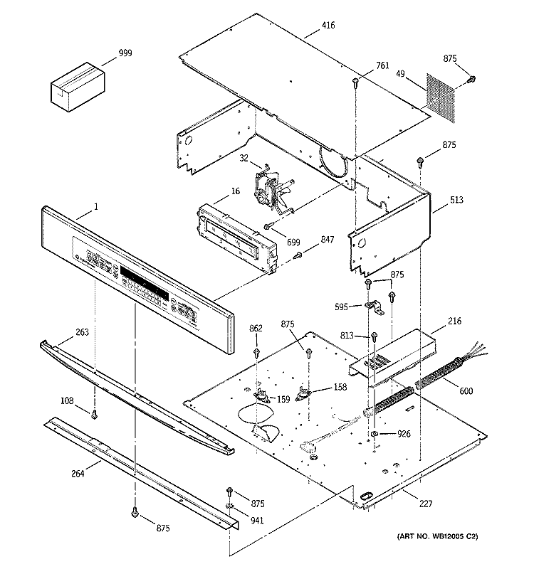 CONTROL PANEL Diagram and Parts List for JT950SA5SS  General Electric Wall Oven