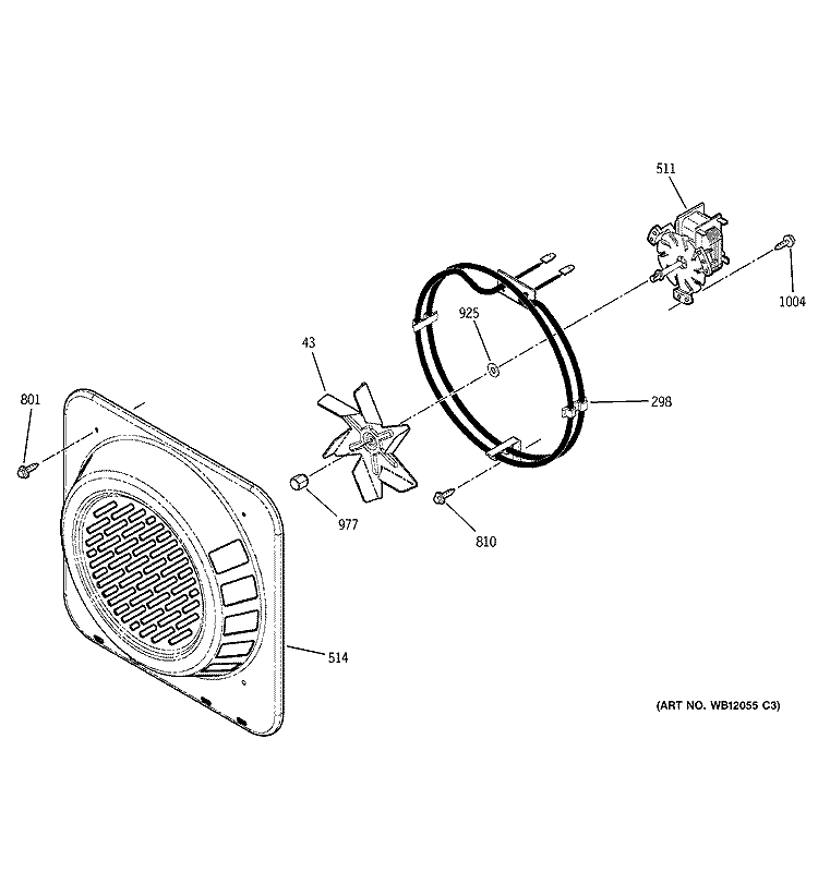 CONVECTION FAN Diagram and Parts List for JCS966TD1WW  General Electric Range