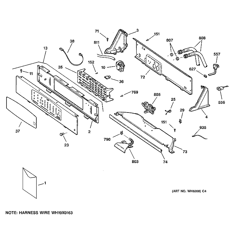 CONTROLS & BACKSPLASH Diagram and Parts List for WHSB8000B0CC  General Electric Washer