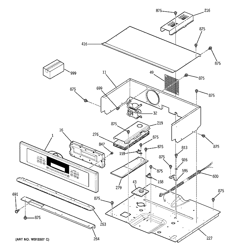 CONTROL PANEL Diagram and Parts List for ZEK937SD1SS  General Electric Wall Oven