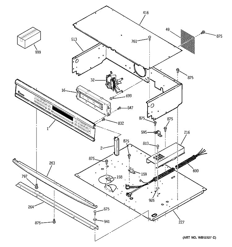 CONTROL PANEL Diagram and Parts List for ZET757WD1WW  General Electric Wall Oven