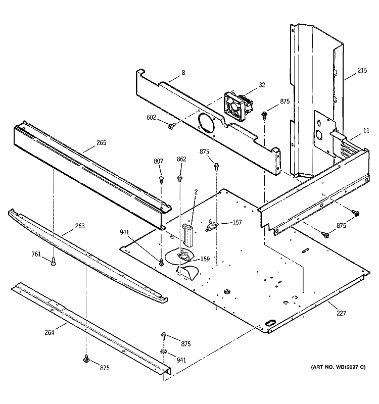 CENTER SPACER Diagram and Parts List for ZET757WD1WW  General Electric Wall Oven
