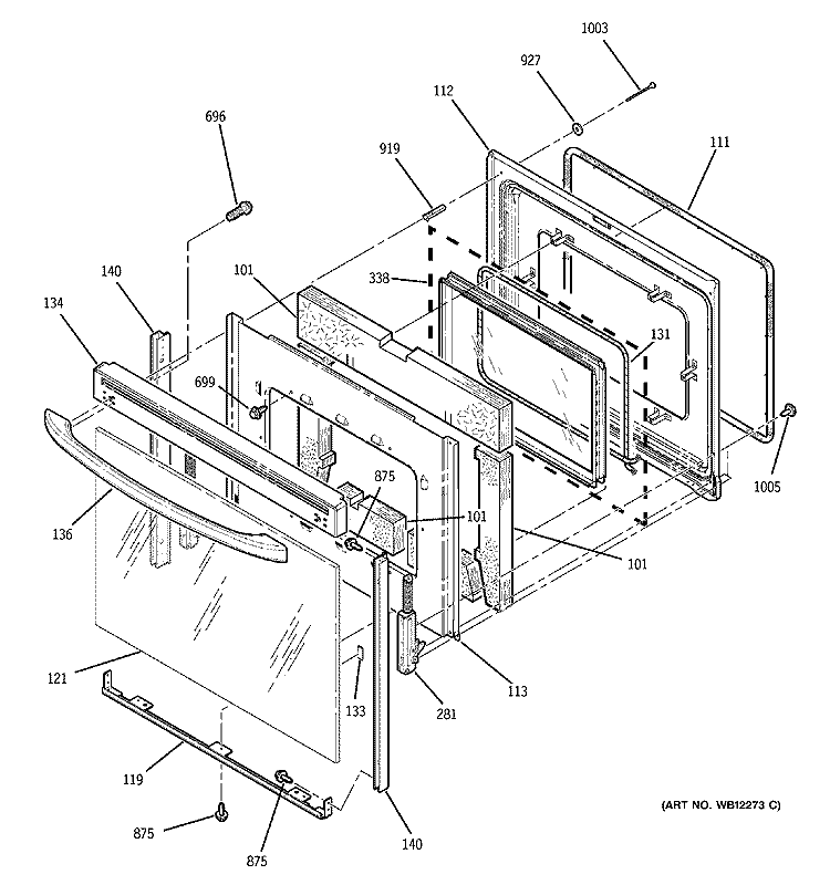 DOOR Diagram and Parts List for JB800CD1CC  General Electric Range