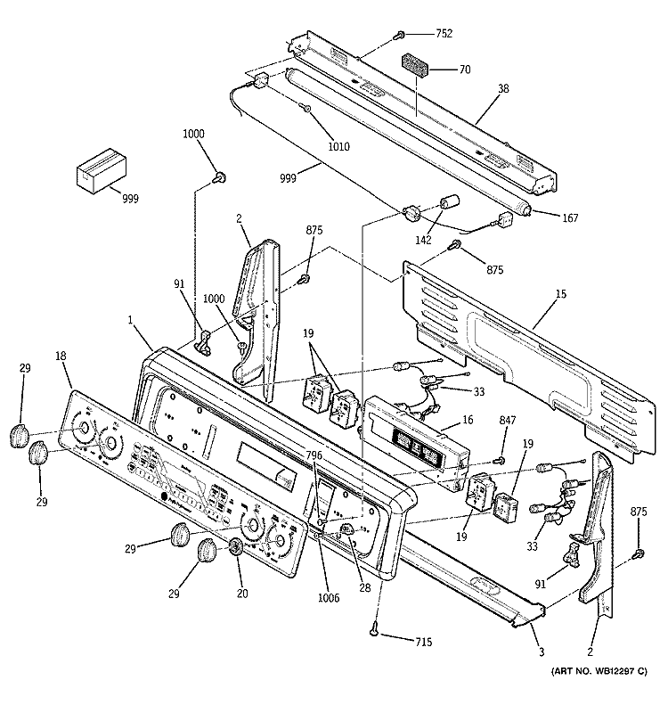 CONTROL PANEL Diagram and Parts List for JB940TD1WW  General Electric Range