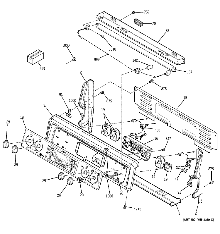 CONTROL PANEL Diagram and Parts List for JBP79BB5BB  General Electric Range
