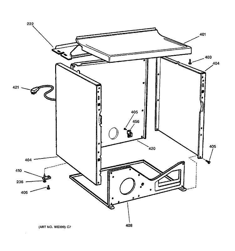 CABINET Diagram and Parts List for DPSB519GB0CC  General Electric Dryer