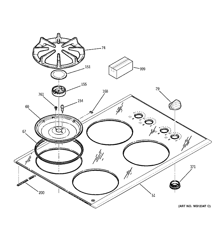 COOKTOP Diagram and Parts List for JGP930SED1SS  General Electric Cooktop