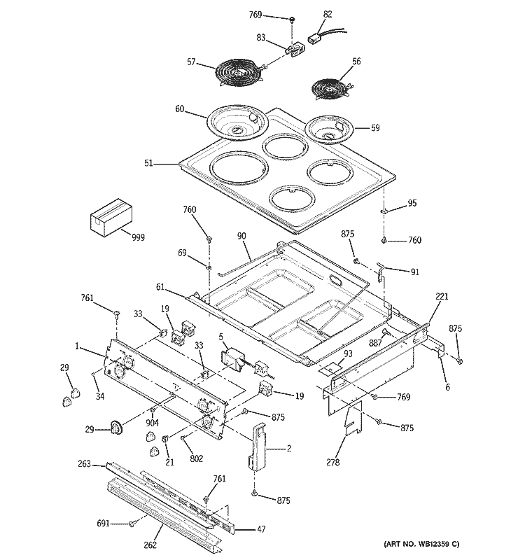 COOKTOP Diagram and Parts List for JMS08BD1AD  General Electric Range