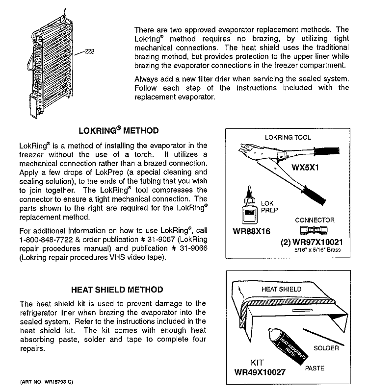 EVAPORATOR INSTRUCTIONS Diagram and Parts List for PSK27NHMACWW  General Electric Refrigerator