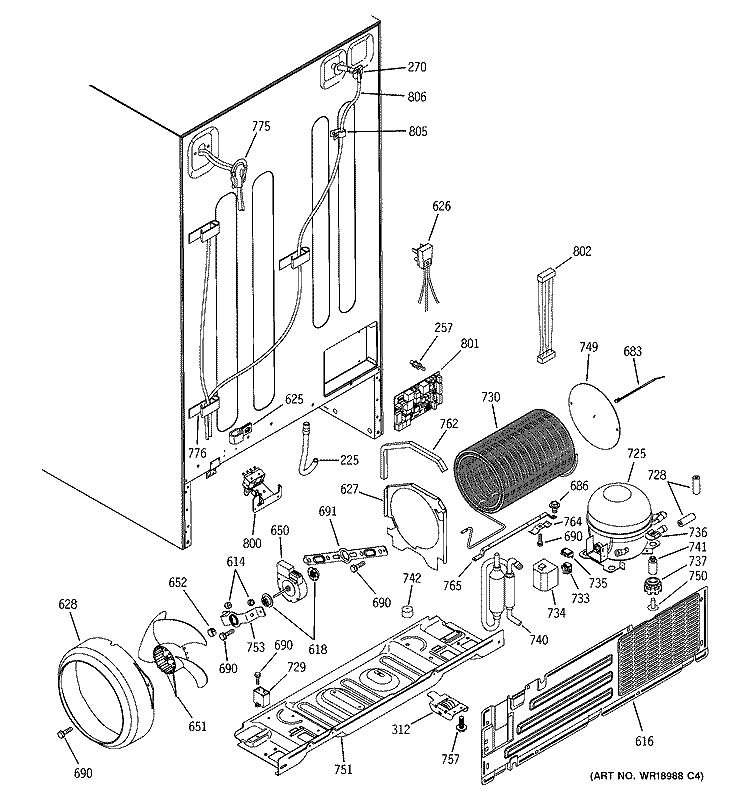 SEALED SYSTEM & MOTHER BOARD Diagram and Parts List for PSK29NGMACCC  General Electric Refrigerator