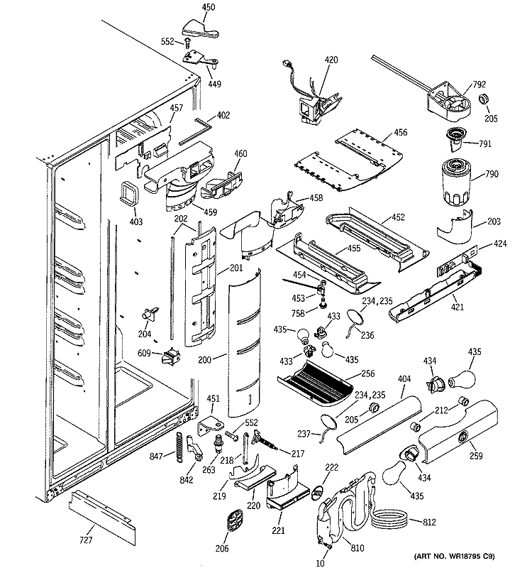 FRESH FOOD SECTION Diagram and Parts List for PSC23MGMECC  General Electric Refrigerator