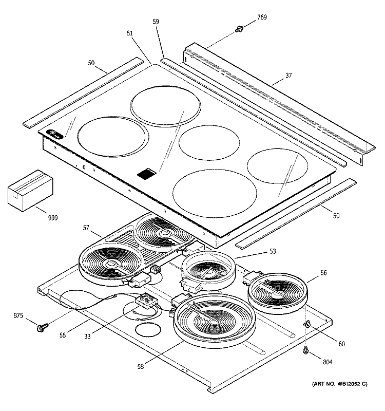 COOKTOP Diagram and Parts List for JCS966TD1WW  General Electric Range