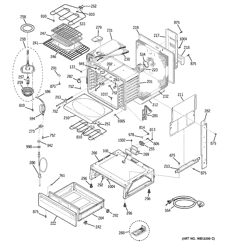 BODY PARTS Diagram and Parts List for JCS966TD1WW  General Electric Range
