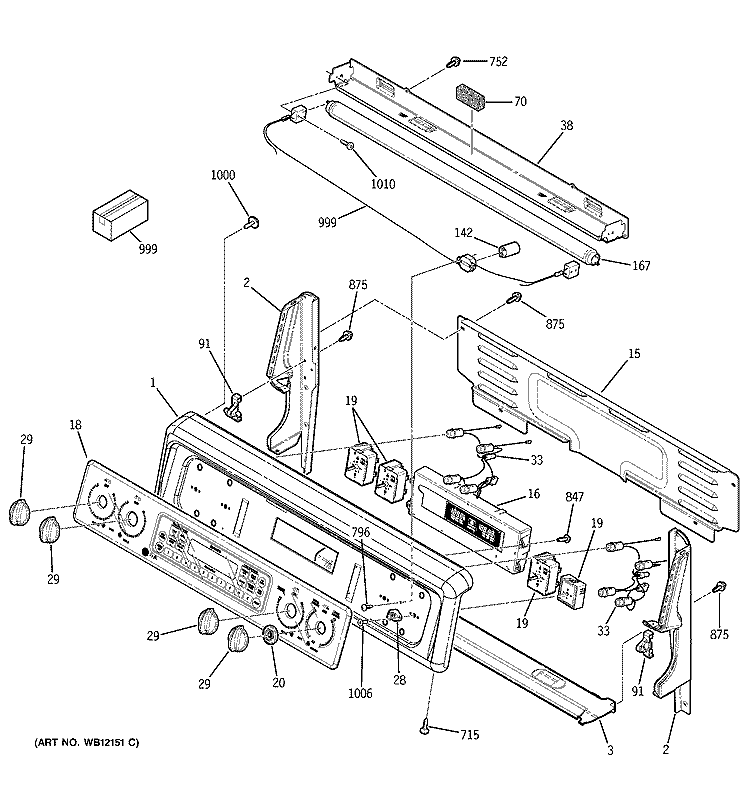 CONTROL PANEL Diagram and Parts List for JBP85WB4WW  General Electric Range