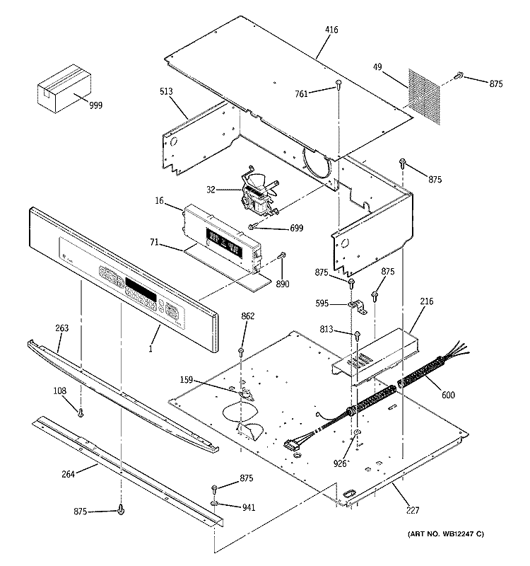 CONTROL PANEL Diagram and Parts List for JCTP18SD1SS  General Electric Wall Oven