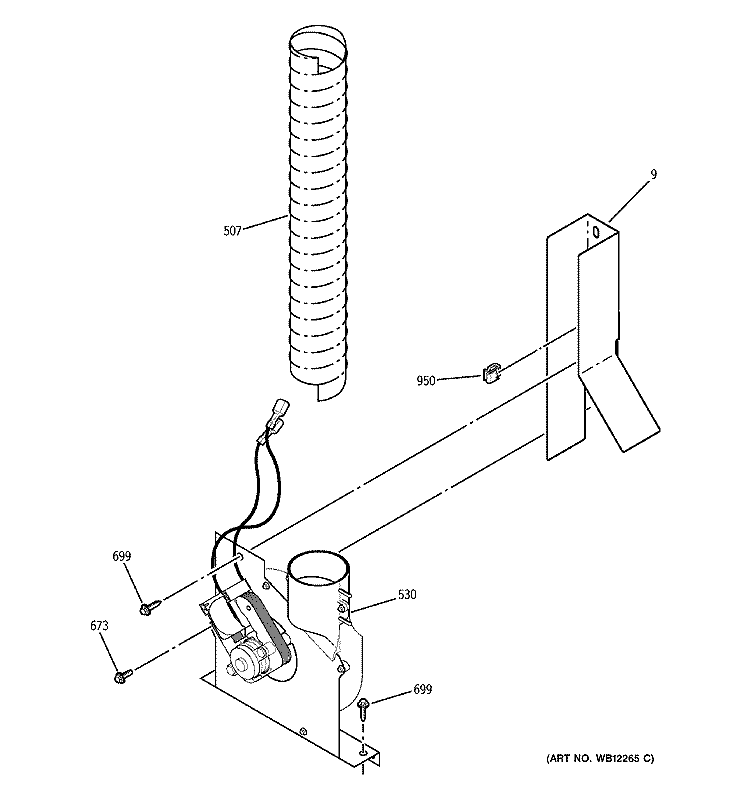 BLOWER Diagram and Parts List for JSP26BD1CT  General Electric Range