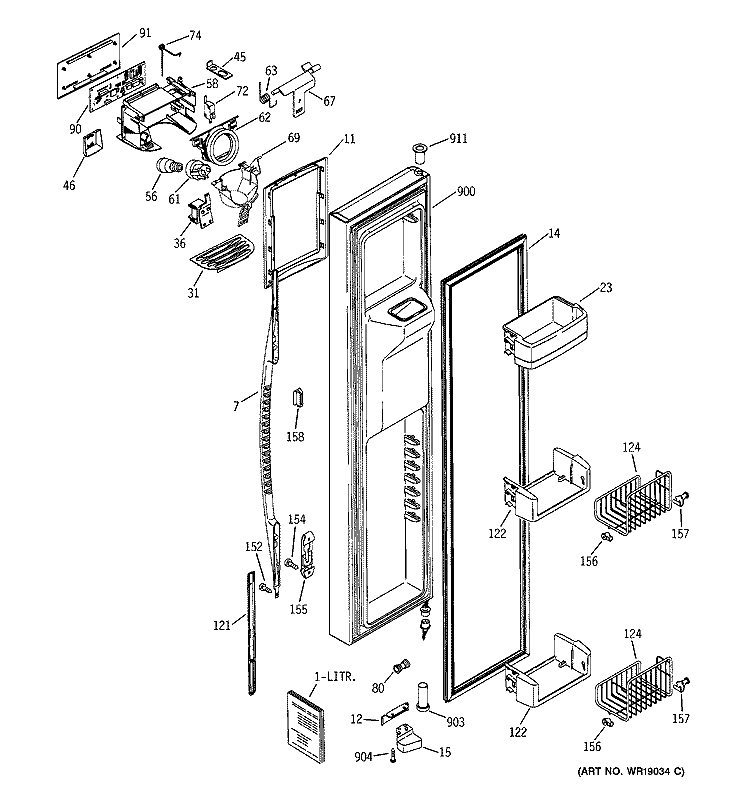 FREEZER DOOR Diagram and Parts List for PSK29NHMACWW  General Electric Refrigerator