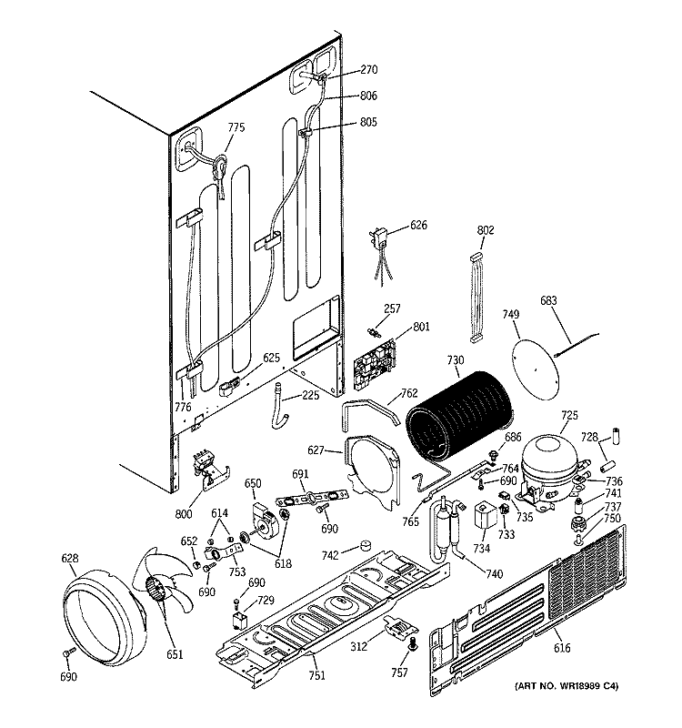SEALED SYSTEM & MOTHER BOARD Diagram and Parts List for PSK29NHMACWW  General Electric Refrigerator
