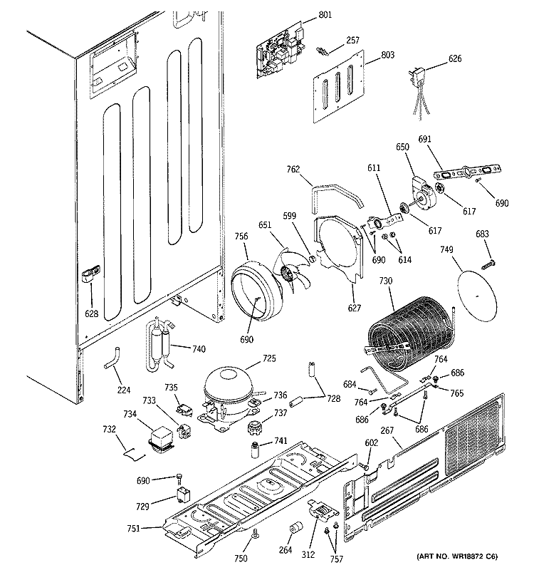 SEALED SYSTEM & MOTHER BOARD Diagram and Parts List for GTS22IBMARWW  General Electric Refrigerator