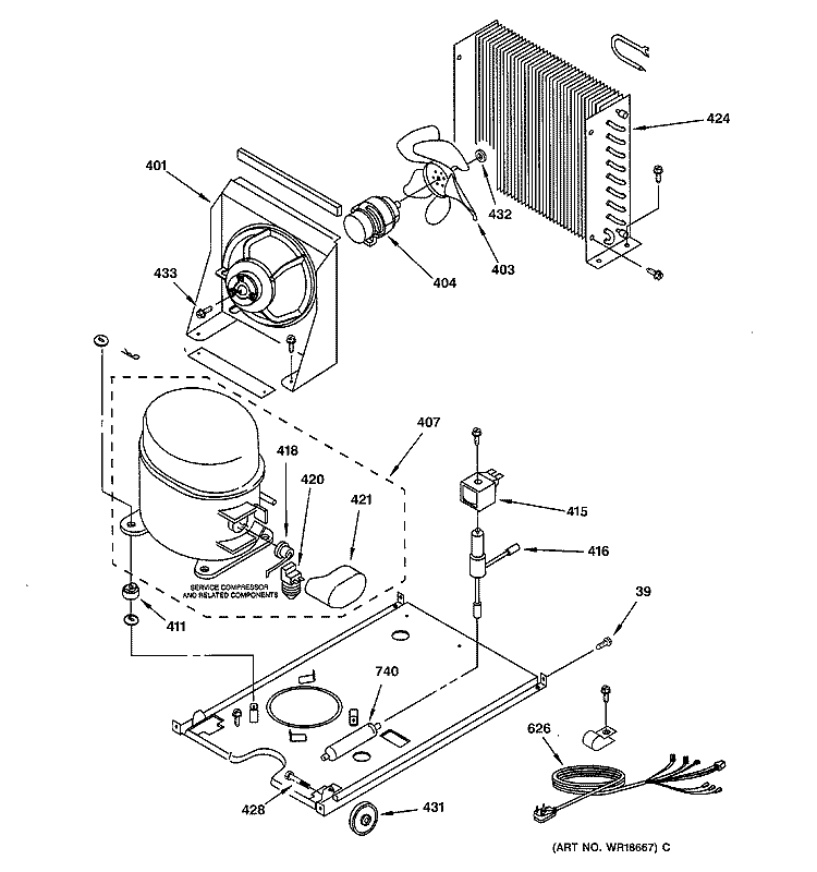 UNIT PARTS Diagram and Parts List for ZDI15CEBB  General Electric Ice Maker
