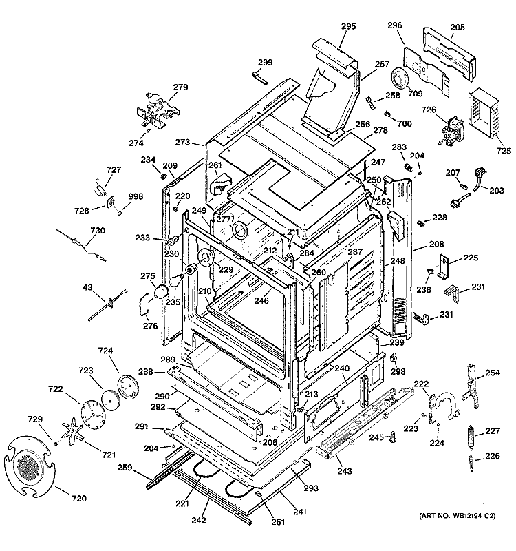 BODY PARTS Diagram and Parts List for JGB910BEC4BB  General Electric Range