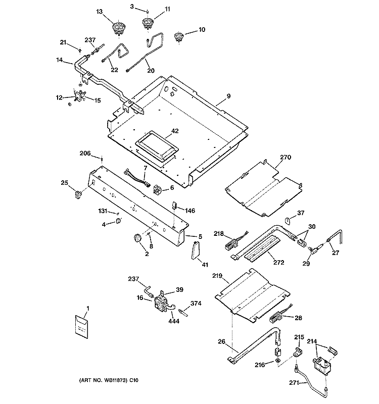GAS & BURNER PARTS Diagram and Parts List for JGBP90MEB5BC  General Electric Range