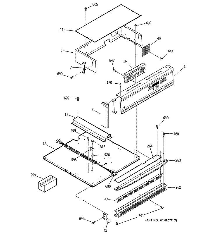 CONTROL PANEL Diagram and Parts List for JRS04BW5BB  General Electric Wall Oven