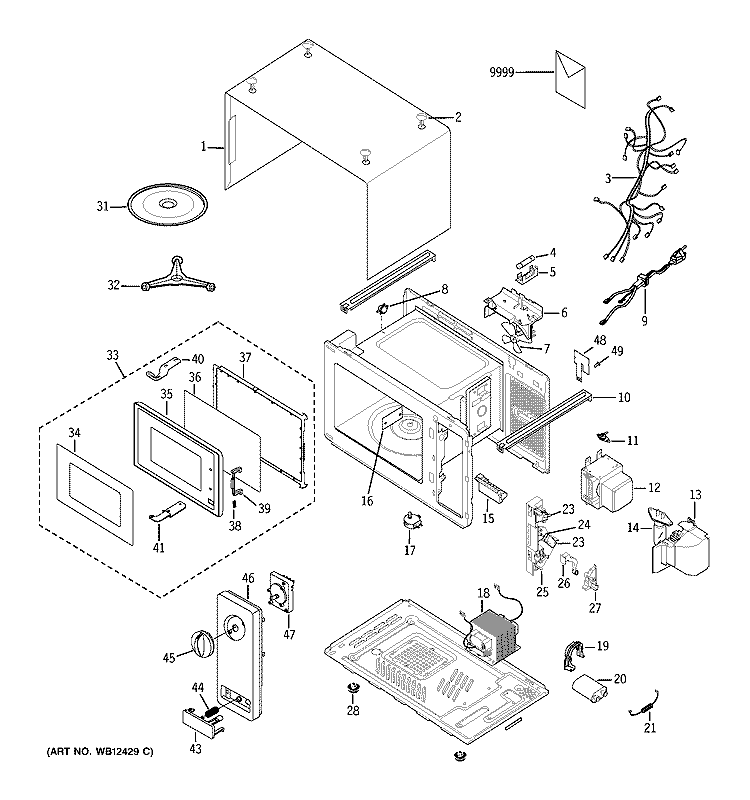 MICROWAVE Diagram and Parts List for JE510BW005  General Electric Microwave