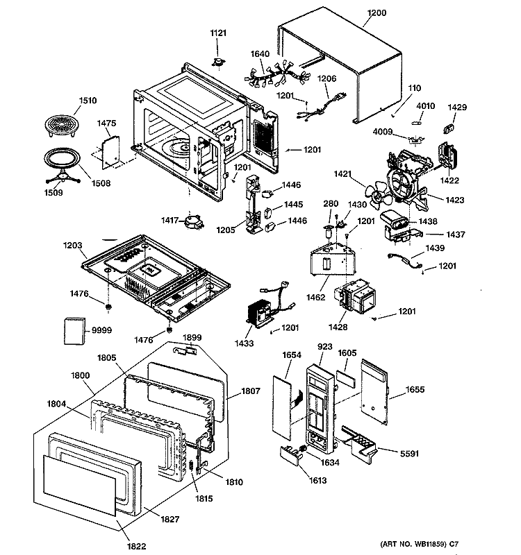 MICROWAVE Diagram and Parts List for JES1133WD01  General Electric Microwave