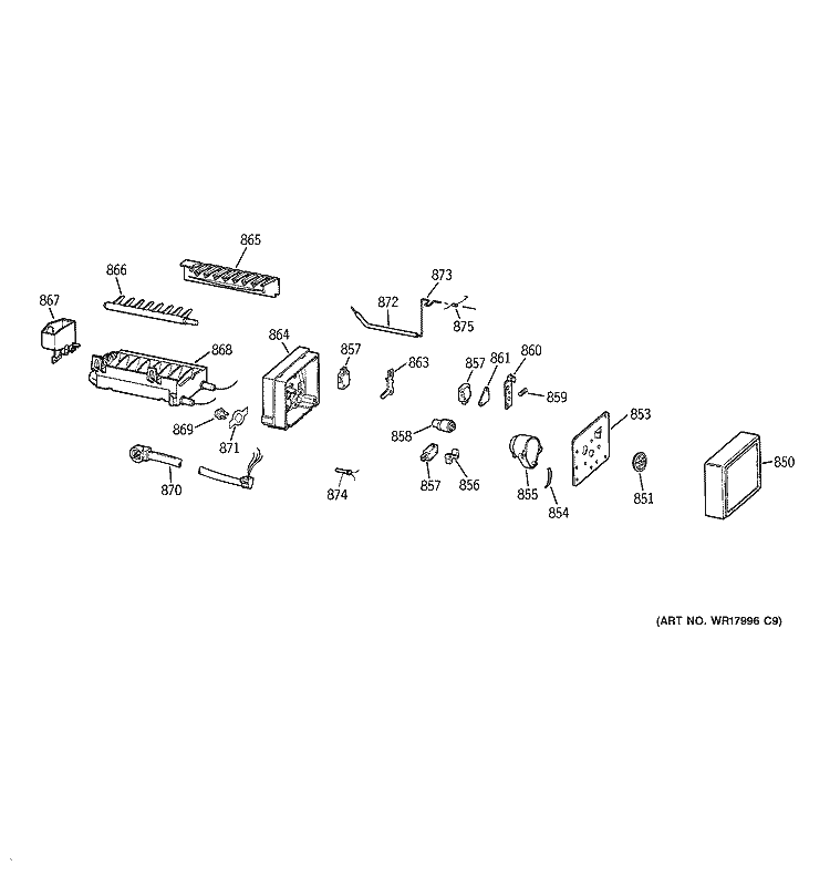ICE MAKER WR30X0327 Diagram and Parts List for TFX25CRBGBB  General Electric Refrigerator