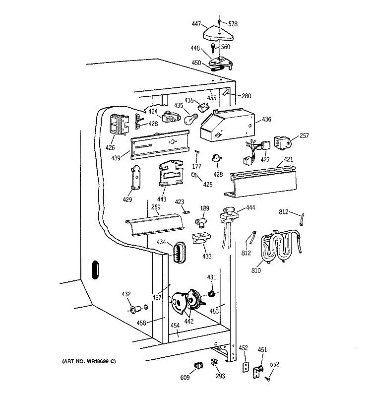 FRESH FOOD SECTION Diagram and Parts List for TFX25CRBGBB  General Electric Refrigerator