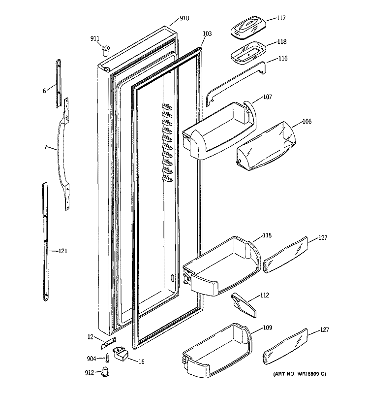 FRESH FOOD DOOR Diagram and Parts List for GSS25TGMACC  General Electric Refrigerator