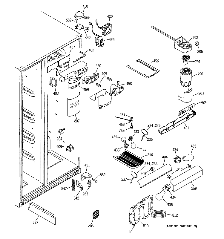 FRESH FOOD SECTION Diagram and Parts List for GSS25TGMACC  General Electric Refrigerator