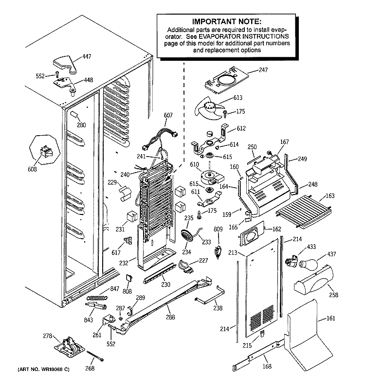 FREEZER SECTION Diagram and Parts List for PSS25MGMACC  General Electric Refrigerator